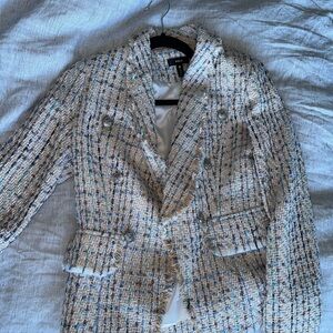 Tweed aqua jacket beige blue never worn